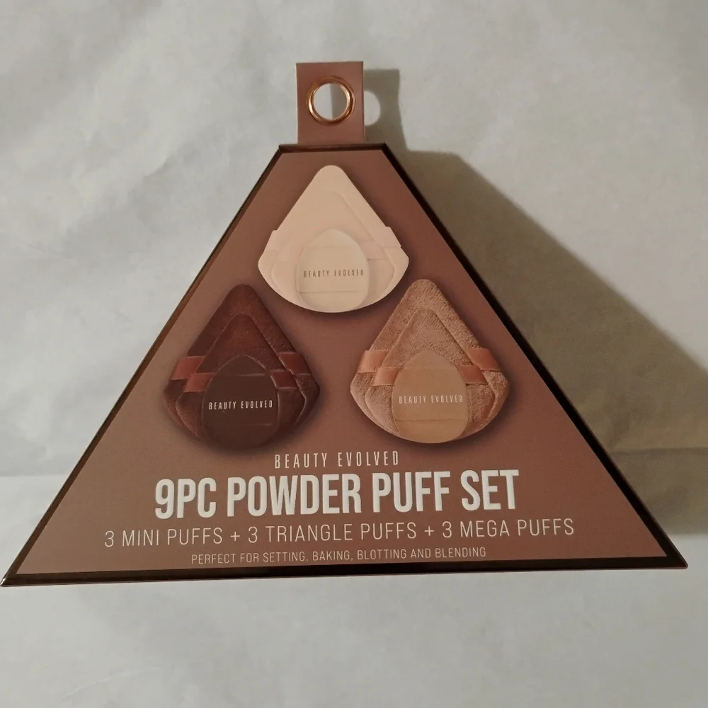 Beauty Evolved 9pc Powder Puff Set - Neutral Brown & Beige
